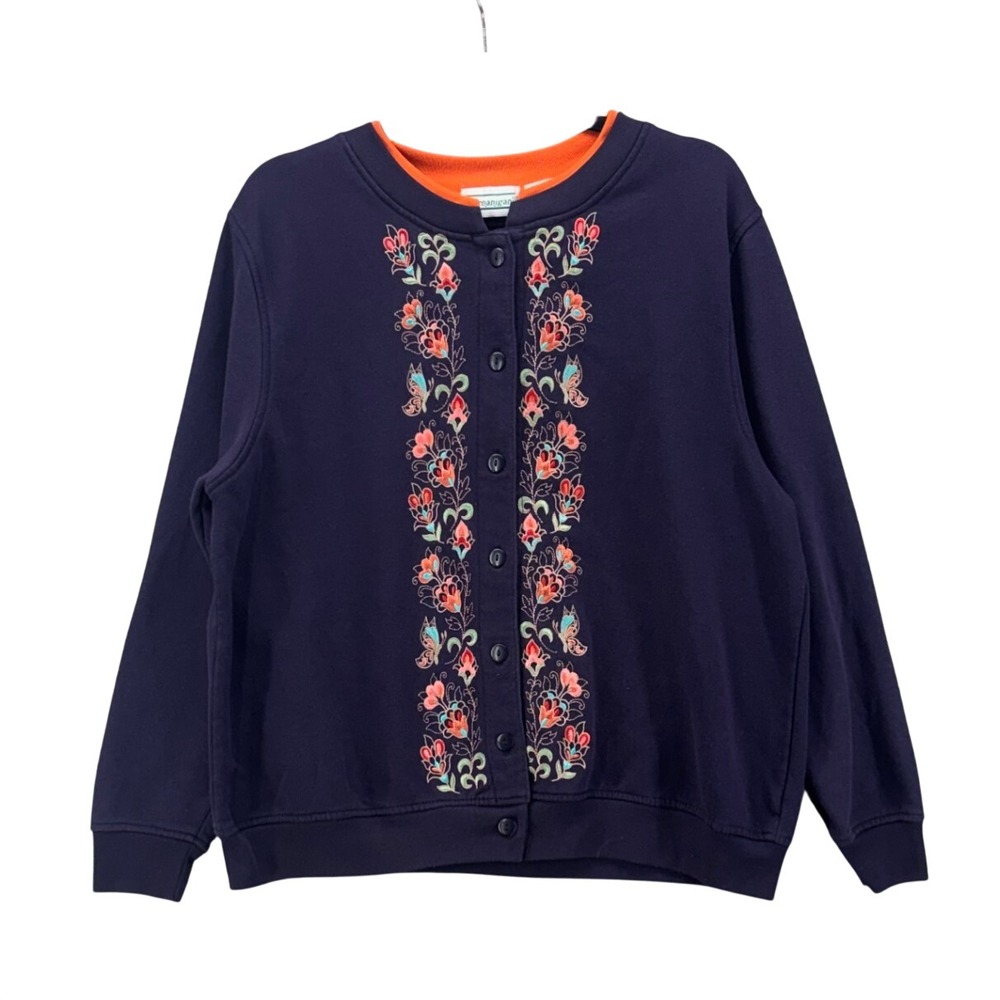 Shenanigans Embroidered Fleece Caridigan Cottagecore Vintage Floral 90s 80s